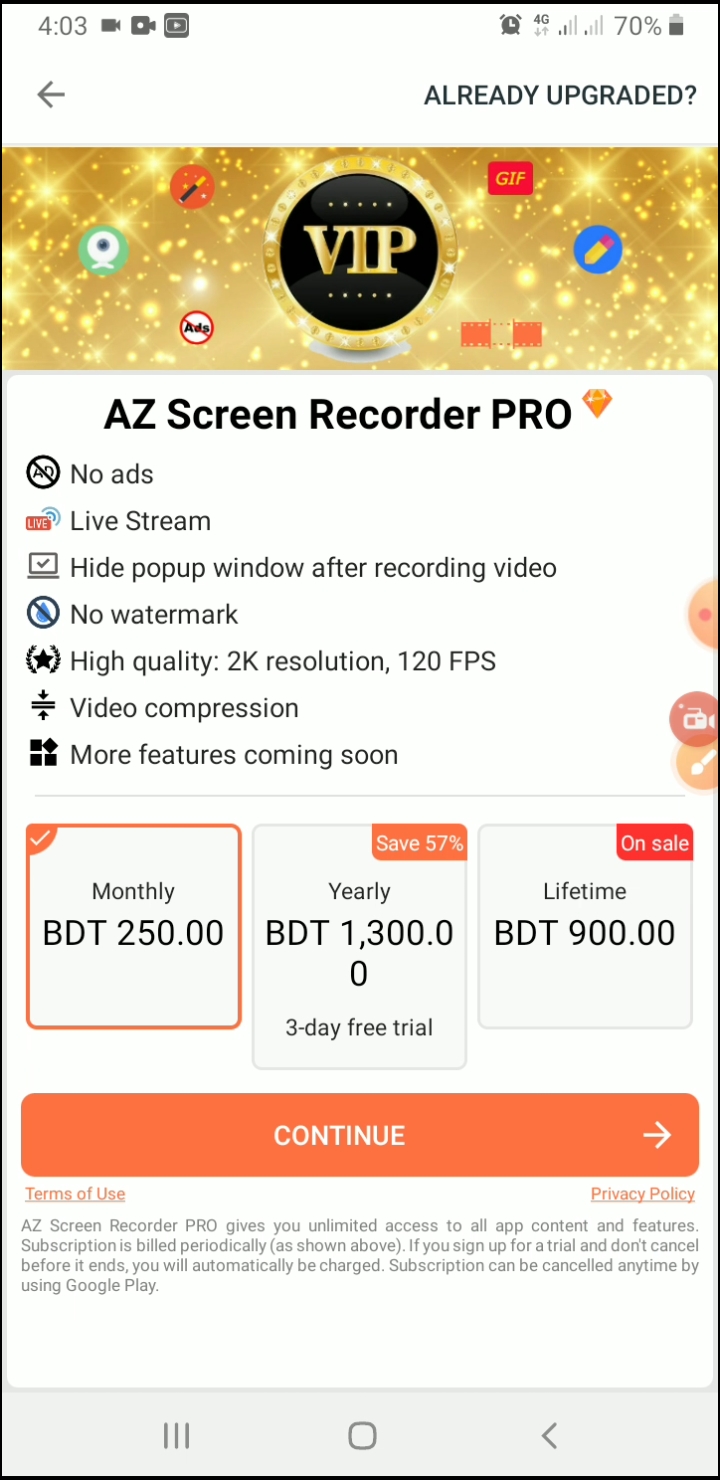 AZ Screen Recorder Premium বানিয়ে নিন নিজেই।