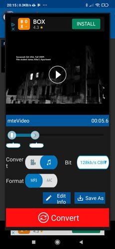 Extract Audio From Video Android Set Options