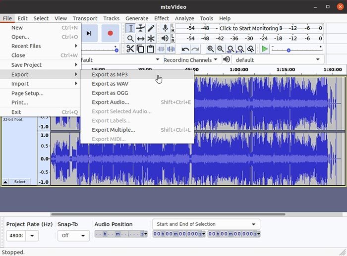Extract Audio From Video Audacity File Export