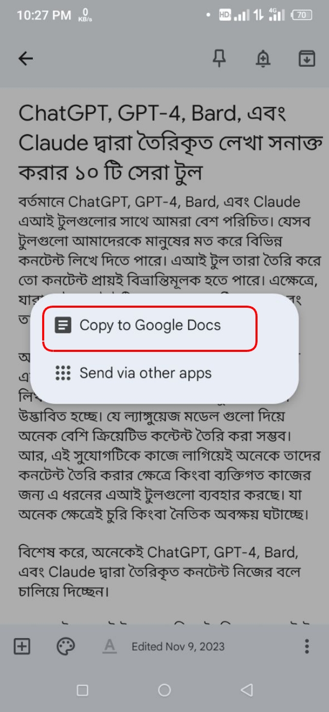 Copy to Google Docs