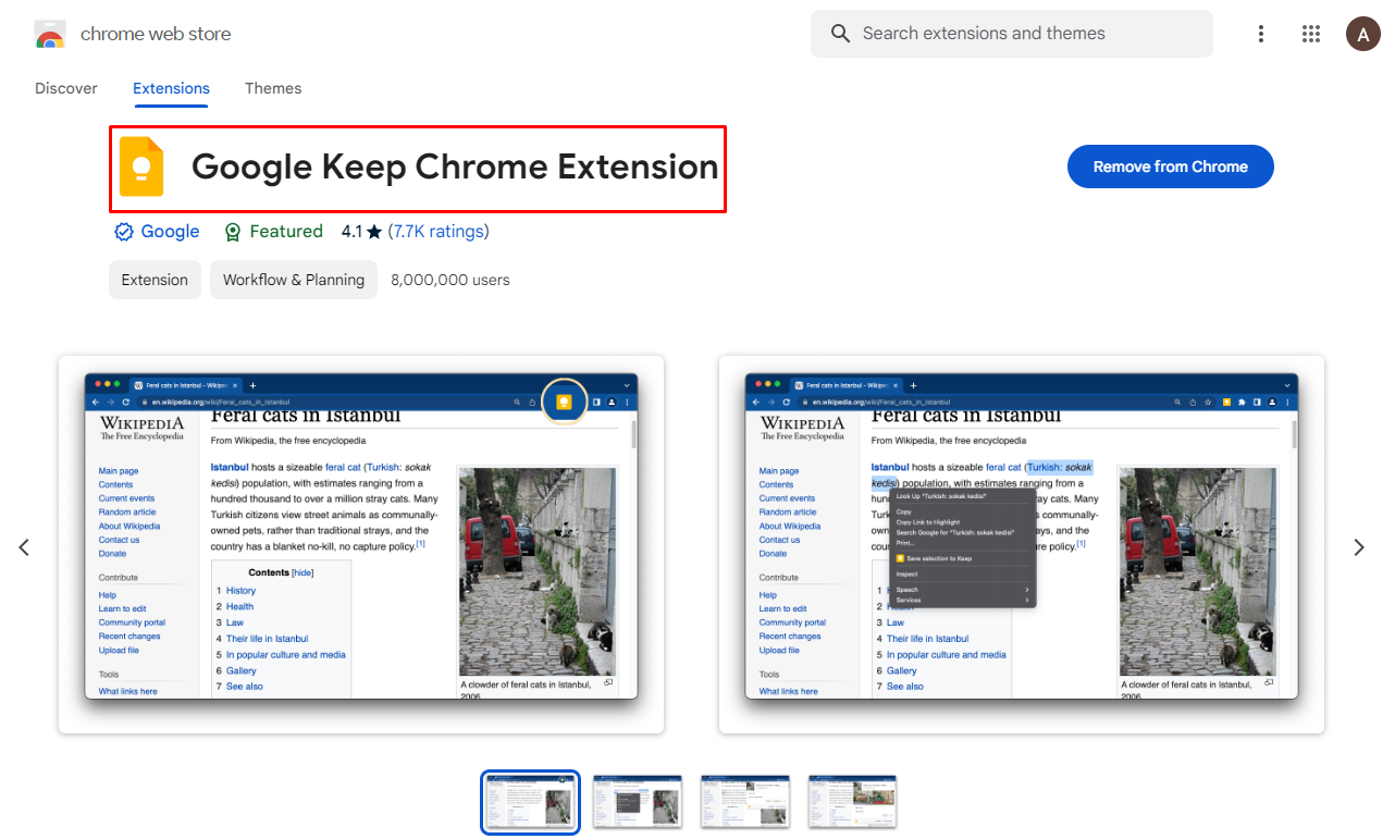 Google Keep Chrome Extension