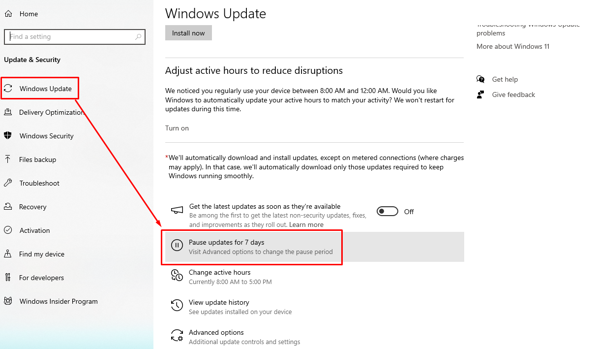 Windows Update বন্ধ করার অপশন